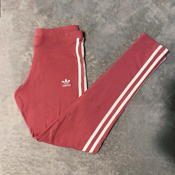 Adidas Originals 3 strips leggings in trace maroon - Picture 5 of 6